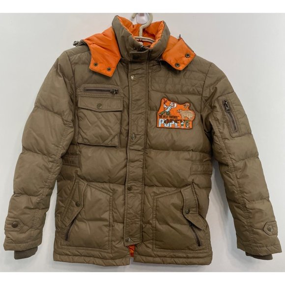 Popeye Jacket King Features Syndicate Puffer Down Embroidered Kids Tan Youth L - Picture 1 of 15